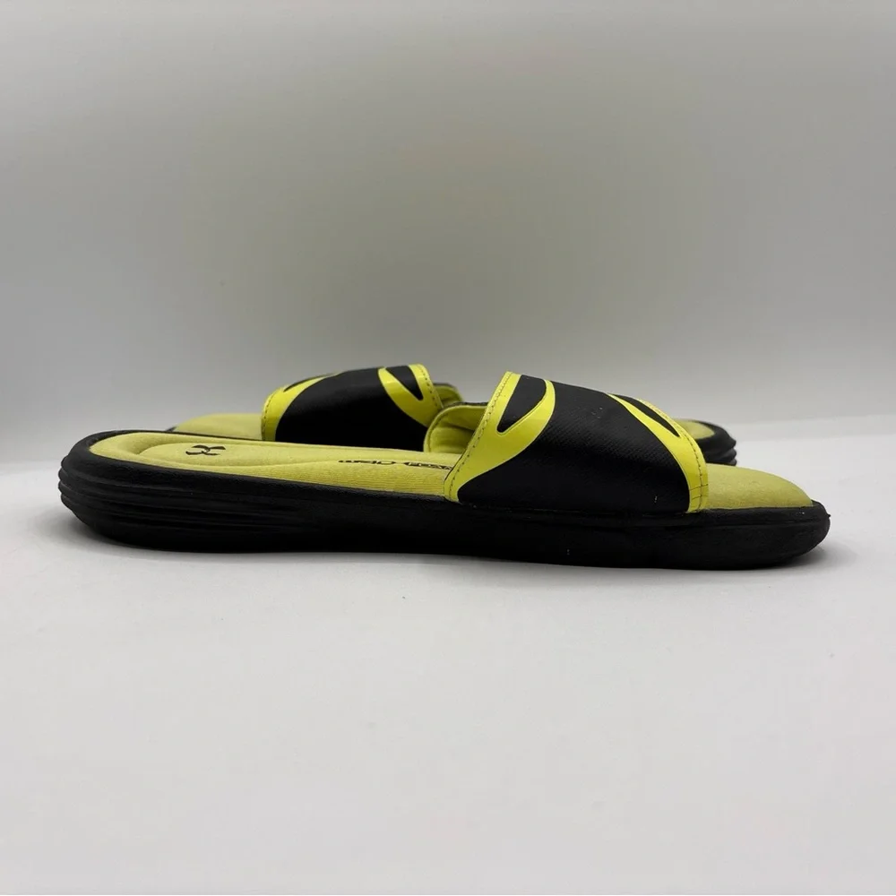Under Armour 4D Foam Slides Black Yellow Comfort Slip On 1226875-009 Men’s S: 7